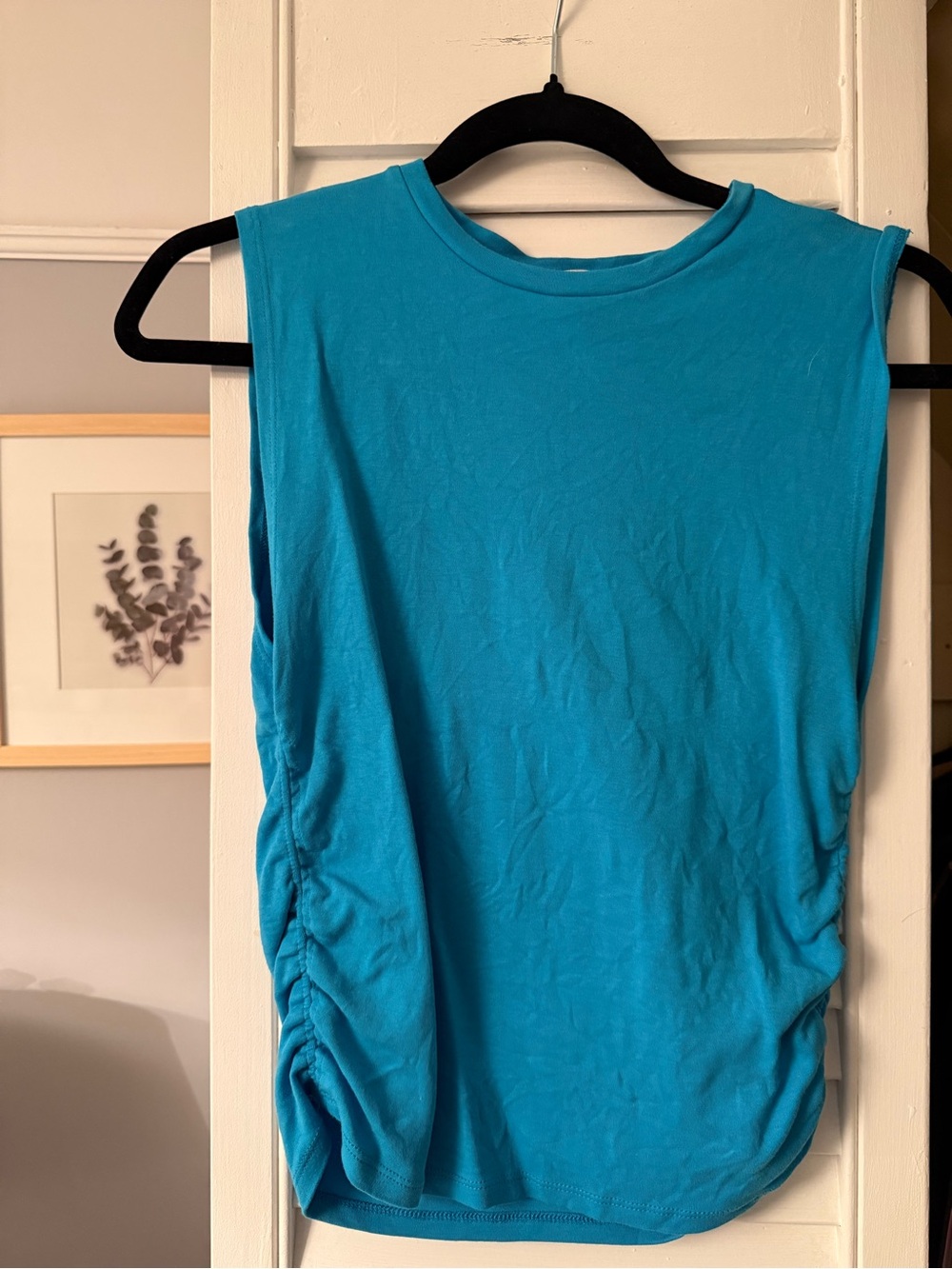 Women’s Blue Sleeveless Ruched Tank Top